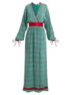 Matchesfashion.com Talitha - Geometric Print Silk Crepe Maxi Dress - Womens - Green Print