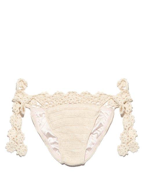 Matchesfashion.com Anna Kosturova - Sweet Innocence Crochet Bikini Briefs - Womens - Cream