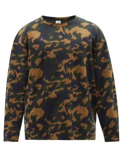 South2 West8 - Camouflage-jacquard Fleece Sweatshirt - Mens - Black Beige