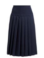 Matchesfashion.com Alessandra Rich - High Rise Pleated Wool Crepe Skirt - Womens - Navy