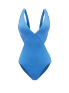 Matchesfashion.com Melissa Odabash - Del Mar V-neck Cutout Swimsuit - Womens - Blue