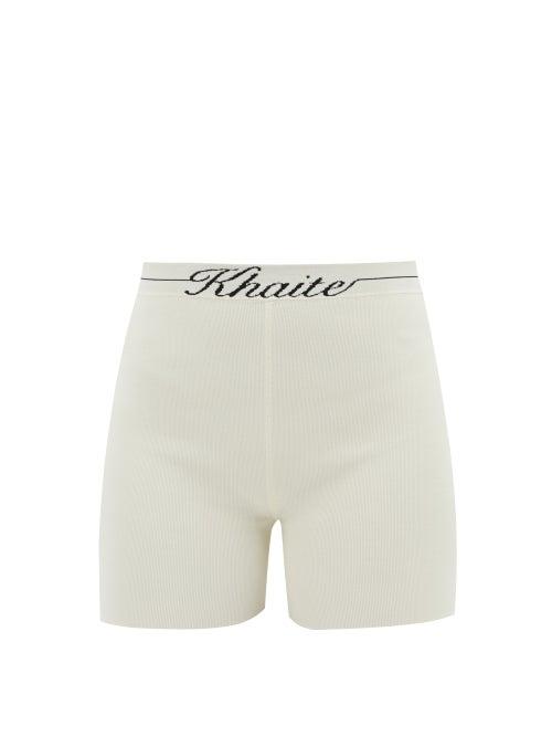 Khaite - Bryant Logo Jersey Cycling Shorts - Womens - Ivory