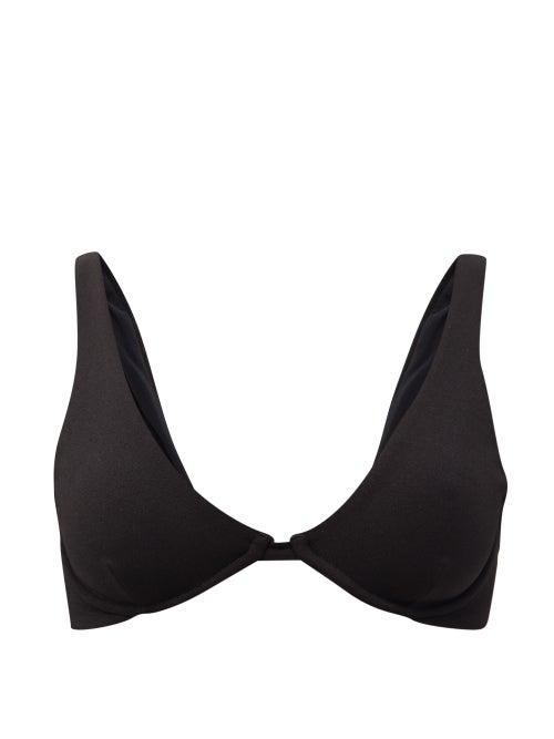 Matchesfashion.com Haight - Mah Triangle Crepe Bikini Top - Womens - Black