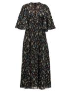 Matchesfashion.com Erdem - Alcie Willow-print Metallic-voile Dress - Womens - Black Print