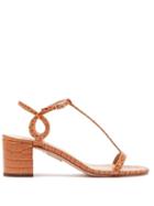Matchesfashion.com Aquazzura - Almost Bare 50 Crocodile Embossed Leather Sandals - Womens - Tan