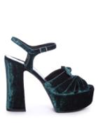Saint Laurent Candy Bow-detail Velvet Platform Sandals
