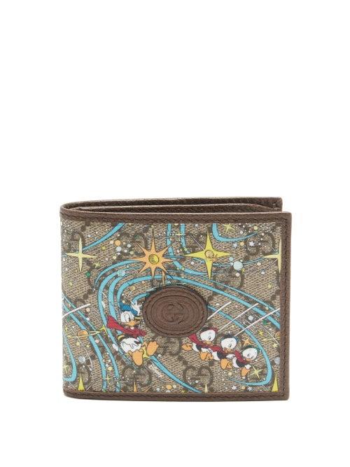 Matchesfashion.com Gucci - X Disney Gg Supreme And Leather Bi-fold Wallet - Mens - Beige Multi