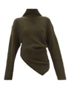 Matchesfashion.com Proenza Schouler - Roll-neck Asymmetric Wool Sweater - Womens - Brown