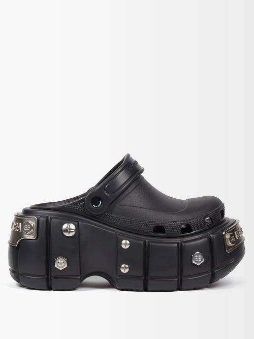 Balenciaga - X Crocs Logo-plaque Platform Mules - Womens - Black