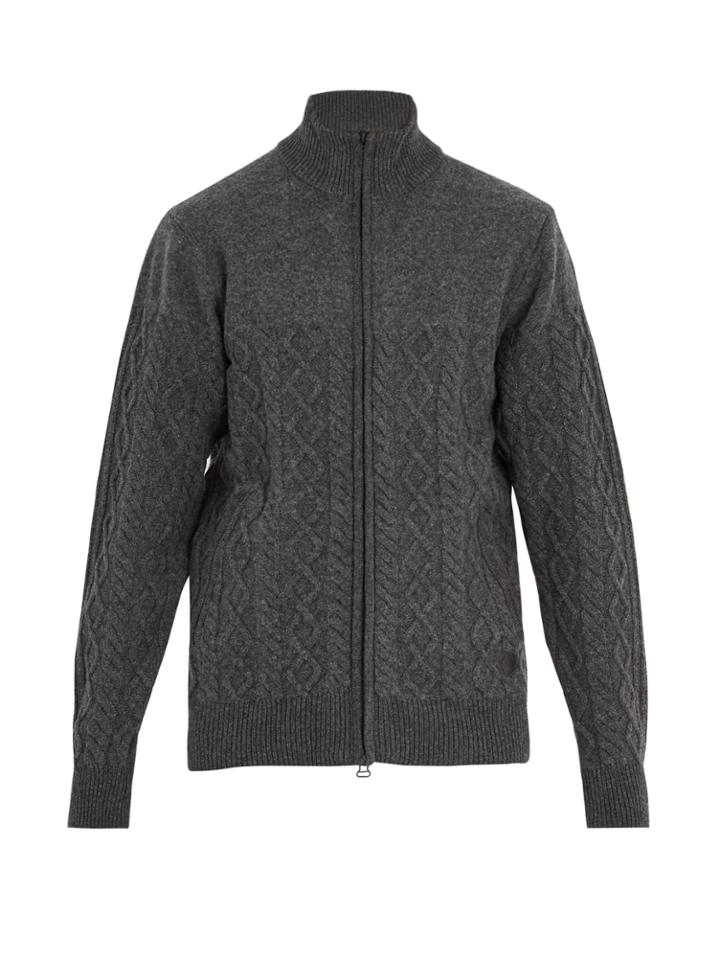 Adidas Originals By Wings + Horns Zip-through Cable-knit Wool Cardigan