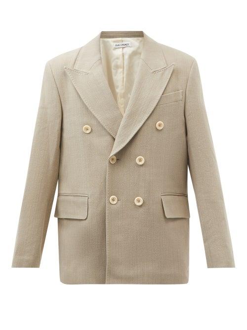 Our Legacy - Double-breasted Cotton-twill Blazer - Mens - Khaki