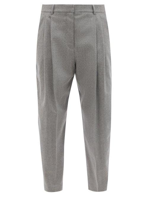 Ladies Rtw Stella Mccartney - Dawson Cropped Wool-flannel Trousers - Womens - Grey