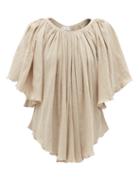 Matchesfashion.com Raey - Angel-sleeve Cotton-cheesecloth Top - Womens - Grey