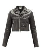 Matchesfashion.com Bottega Veneta - Cropped Leather Biker Jacket - Womens - Black