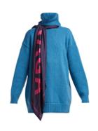 Matchesfashion.com Balenciaga - Scarf Roll Neck Wool Sweater - Womens - Blue Multi