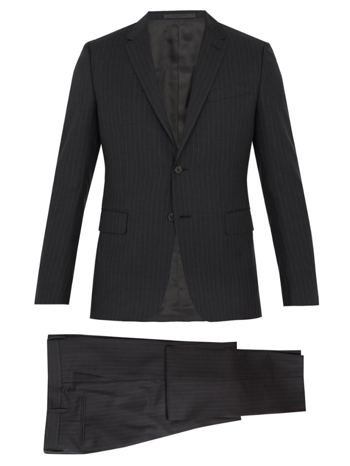 Valentino Striped Notch-lapel Wool Suit