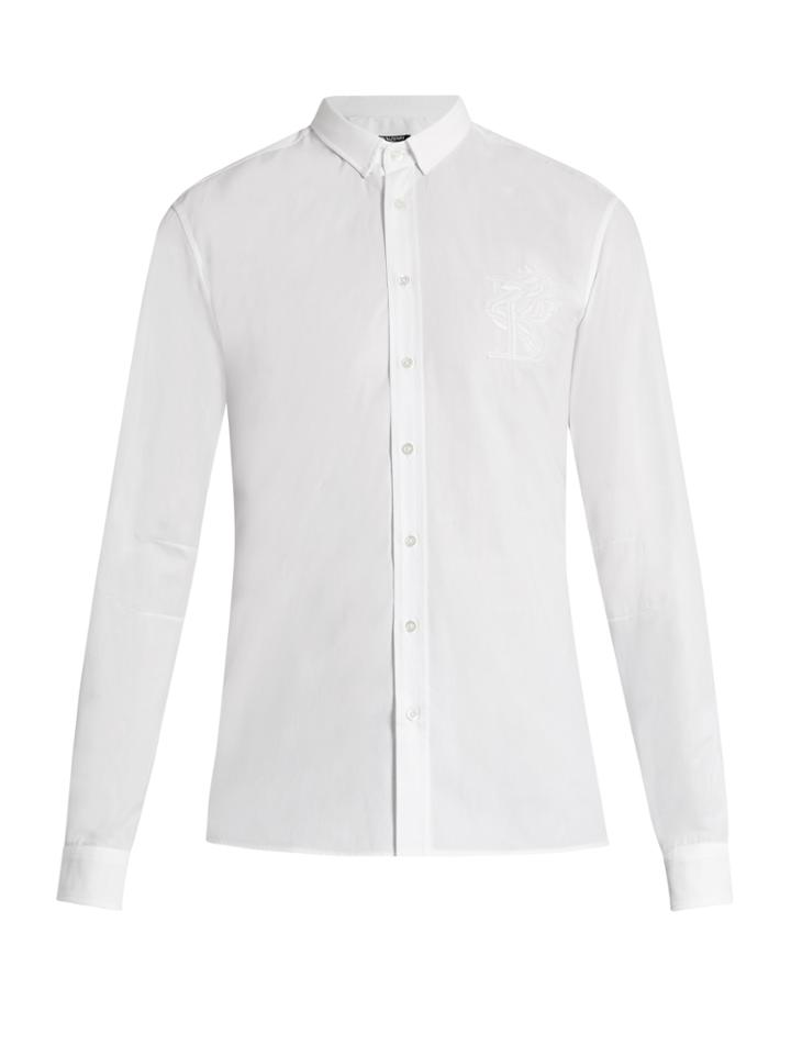 Balmain Logo-embroidered Cotton-poplin Shirt