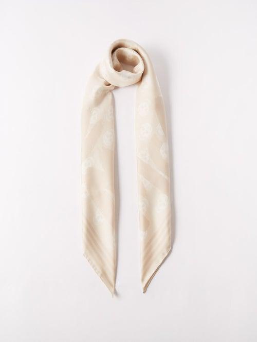 Alexander Mcqueen - Graffiti-print Silk-twill Scarf - Womens - Cream Beige