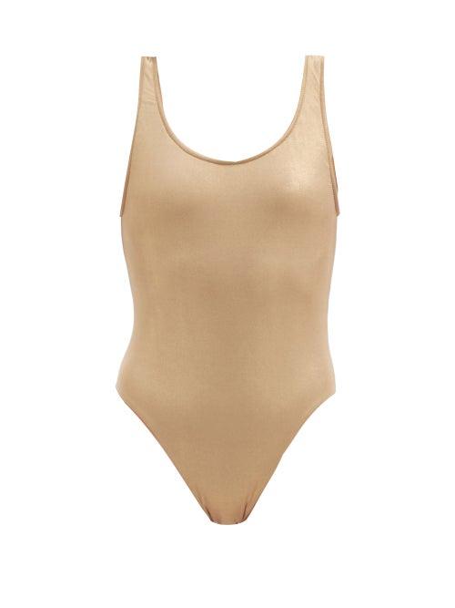 Matchesfashion.com Sara Cristina - Gala Metallic Scoop-back Swimsuit - Womens - Gold