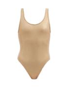 Matchesfashion.com Sara Cristina - Gala Metallic Scoop-back Swimsuit - Womens - Gold