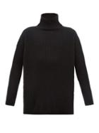 Matchesfashion.com Ann Demeulemeester - Grise Roll Neck Ribbed Wool Sweater - Mens - Black