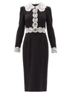Matchesfashion.com Dolce & Gabbana - Lace-collar Cady Midi Dress - Womens - Black