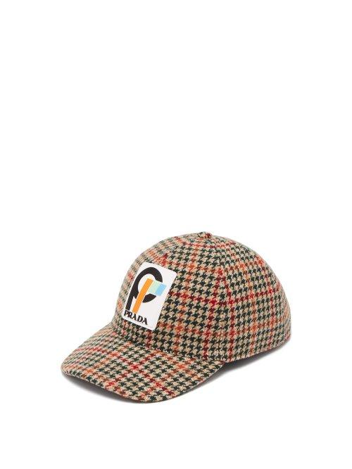Matchesfashion.com Prada - Houndstooth Wool Tweed Cap - Womens - Green