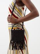 Serena Uziyel - Aurnia Mini Fringed Satin Clutch Bag - Womens - Black