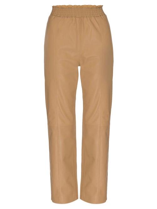 Matchesfashion.com Frame - Leather Straight-leg Trousers - Womens - Camel