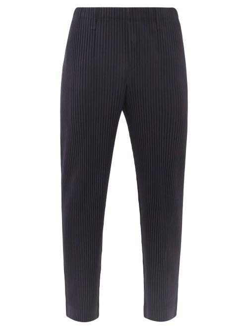 Matchesfashion.com Homme Pliss Issey Miyake - Technical-pleated Straight-leg Trousers - Mens - Navy