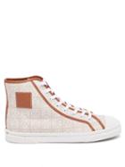 Mens Shoes Loewe - Anagram-embroidered Canvas High-top Trainers - Mens - Brown Multi