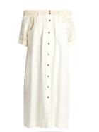 Sea Contrast Cotton And Silk Off-the-shoulder Dress