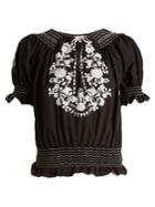 Muzungu Sisters Anna Embroidered Smocked-hem Blouse