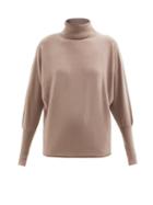Johnstons Of Elgin - Batwing-sleeve Cashmere Roll-neck Top - Womens - Dark Pink