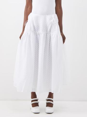 Cecilie Bahnsen - Lilly Panelled Jacquard Midi Skirt - Womens - White
