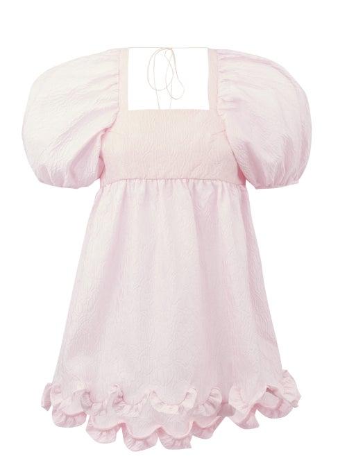 Matchesfashion.com Cecilie Bahnsen - Kornelia Puff-sleeve Floral-cloqu Top - Womens - Pink