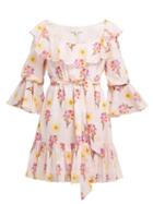 Matchesfashion.com Borgo De Nor - Loulou Floral Print Cotton Voile Mini Dress - Womens - Light Pink