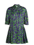 Matchesfashion.com Miu Miu - Floral Print Silk Dress - Womens - Purple Multi
