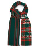 Matchesfashion.com Acne Studios - Cassiar Logo Print Check Wool Scarf - Womens - Green