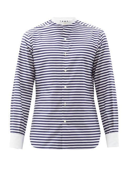 Matchesfashion.com Sbline - Eton Striped Cotton-poplin Shirt - Mens - White Navy
