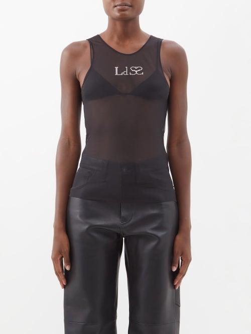 Ludovic De Saint Sernin - Crystal-logo Mesh Tank Top - Womens - Black
