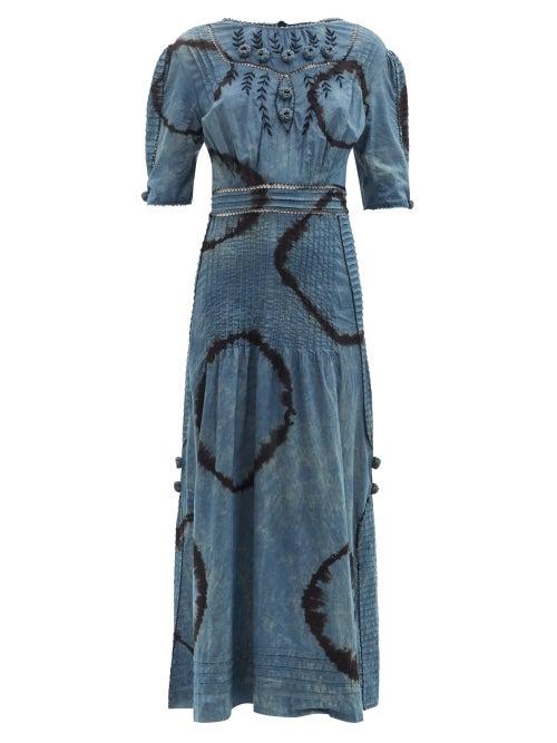 Matchesfashion.com Mimi Prober - Ade Pintuck-pleated Organic-cotton Voile Dress - Womens - Indigo