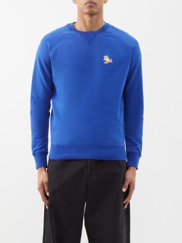 Maison Kitsun - Chillax Fox-patch Cotton-jersey Sweatshirt - Mens - Blue