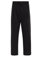 Matchesfashion.com Studio Nicholson - Sorte Pleated Cotton-twill Wide-leg Trousers - Mens - Black