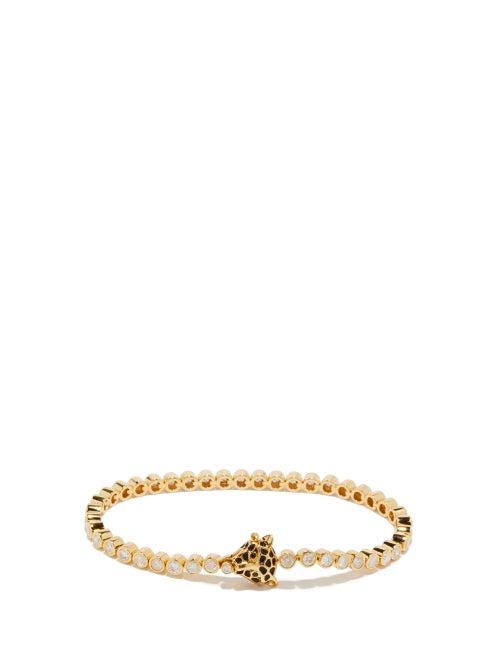 Matchesfashion.com Yvonne Lon - Leopard Diamond & 18kt Gold Bracelet - Womens - Gold Multi