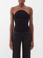 Khaite - Jericho Curved-neckline Ribbed Bandeau Top - Womens - Black