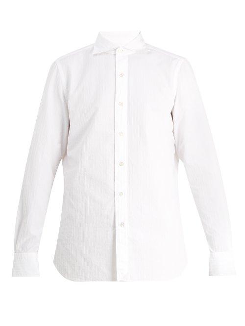 Matchesfashion.com Finamore 1925 - Gaeta Striped Jacquard Cotton Shirt - Mens - White