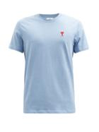 Matchesfashion.com Ami - Ami De Caur-logo Cotton-jersey T-shirt - Mens - Light Blue