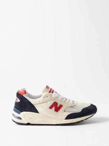 New Balance - Made In Usa 990v2 Suede And Mesh Trainers - Mens - Cream