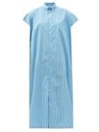 Matchesfashion.com Balenciaga - Cap-sleeve Striped Cotton-twill Shirt Dress - Womens - Blue Stripe